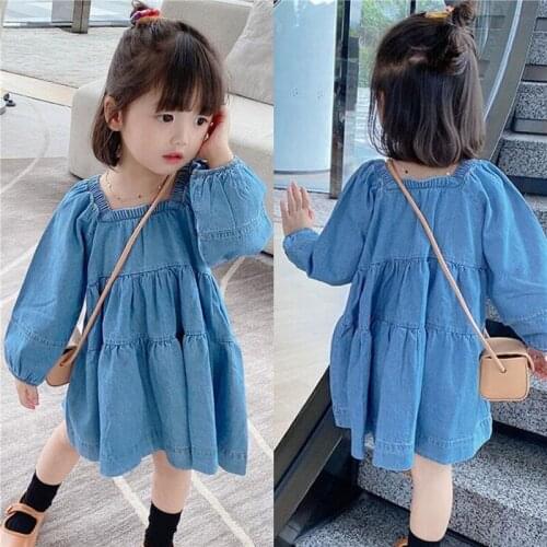 Girl Dress Kids Baby Dress 2021 Jean Spring Autumn Thicken Toddler Princess Clothes Casual Outwear Uniform Dresses Children Clot
