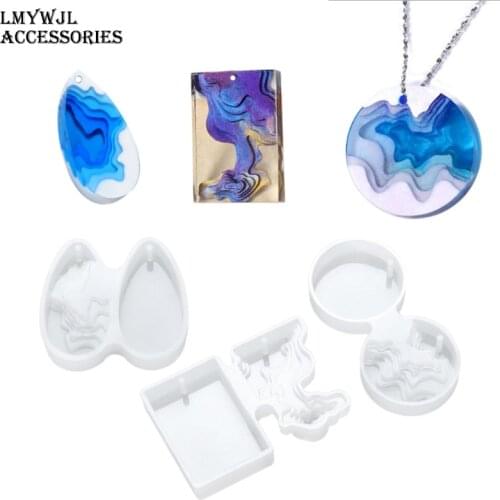 DIY Crystal Epoxy Creative Ladder Round Necklace Pendant Resin Mold Self-made Island Island Jewelry Pendant Silicone Mold