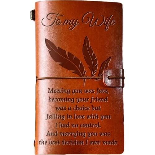 Handcrafted Diary Notebook Engraved Leather Journal Message Note Book to My Daughter /to My Wife Handwriting Notebook