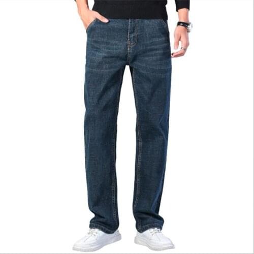 2021 Mens Straight-leg Loose Baggy Jeans Autumn New Brand Classic Style Stretch Pants Male Plus Fat Denim Trousers Size 46 48