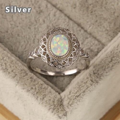 Hot selling 925 pure silver national garland Ring Platinum zircon mysterious Moonstone crystal jewelry ladys gift