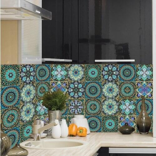 Moroccan Style Diy Tiles Wall Sticker Sofa TV Walls Stairs Kitchen Living Room Door Decals Removable Peel & Stick Art Wallpaper