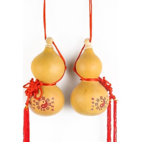 Natural Gourd Ornaments Tai Chi Yin and Yang Fengshui Gourd Bottle With Lid Hip Flask Craft Home Garden Hanging Decoration