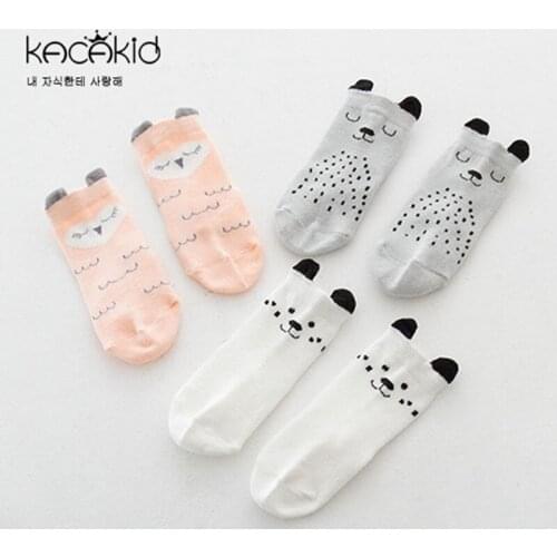 Kacakid 10 Pairs/set New Spring Baby Socks Newborn Boys Girls Cute Toddler Anti-slip Socks Cartoon Ears Unisex Cotton Socks