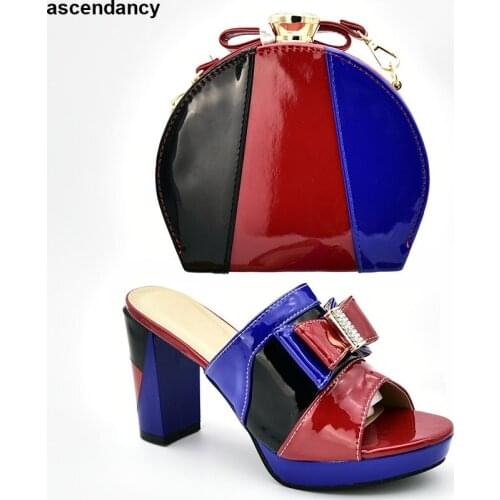Latest Design African Wedding Italian Shoe and Bag Sets Decorated with Appliques Ladies Shoe with Matching Bag Set Slip on Pumps