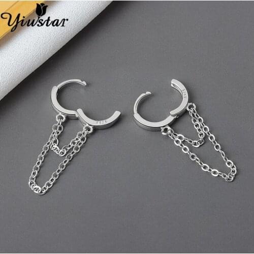 Yiustar New Arrival Earcuff Punk Earring Hooks Aesthetic Small Circle Hoop with Chains Earrings for Women Jewelry Party Gift