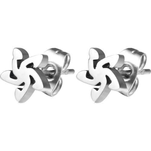 Cold wind ins flower titanium steel earrings personality small girlfriends female earrings stainless steel jewelry