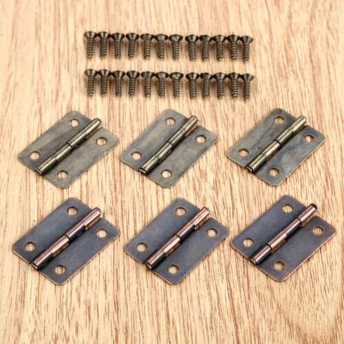 10Pcs Jewelry Wood Boxes Decorative Hinge Antique Cabinet Hinges Furniture Accessories 25*18mm Furniture Fittings with Screws