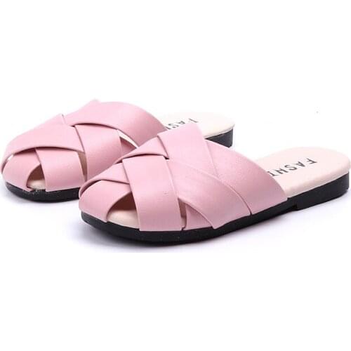 Children Shoes Big Girls Slippers Summer Fashion Cross Flat Outdoor Pink Sandals Slippers For Kids Girl Slides Shoes Footwear