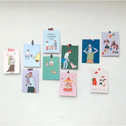 SIXONE INS 10 Sheet Warm Family Card Double-sided Graph Wall Decoration Poster Cartoon Korea Photo Props Decorative Sticker