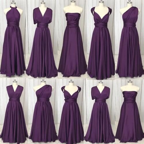 SuperKimJo Brautjungfernkleid Purple Bridesmaid Dresses Long 2020 Convertible Satin Cheap Wedding Party Dresses