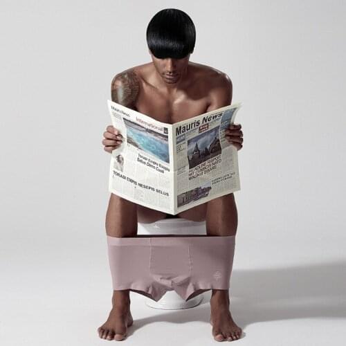 AD New mens sexy seamless underwear breathable boxer shorts briefs one-piece modal comfortable elastic panties 6 colors white