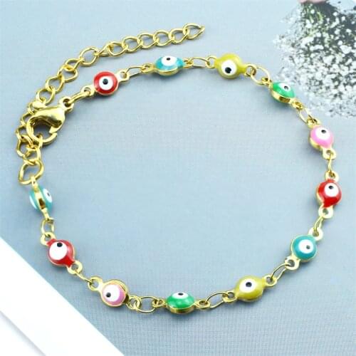 Turkish Lucky Evil Eye Bracelet for Women 6 Colors High Quality Stainless Steel Lucky Jewelry Multi Color Bracelet