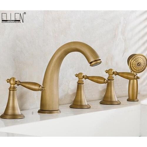 Vidric Bathtub Faucets 5 pcs antique bronze bath tub faucet with hand shower faucet mixer crane