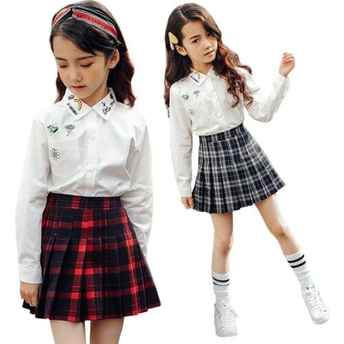 2020 spring autumn vintage pleated skirt toddler girls plaid cotton skirts school teens girls bottom children clothing 3-14 Yrs