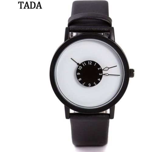 3ATM Waterproof tada brand special turntable dial hour clock women wristwatch genuine leather strap fashion quartz watches lady