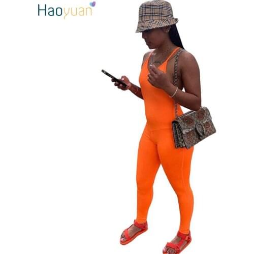 HAOYUAN Plus Size Spaghetti Strap Backless Rompers Womens Jumpsuit Summer Clothes Sexy One Piece Club Outfits Bodycon Jumpsuit