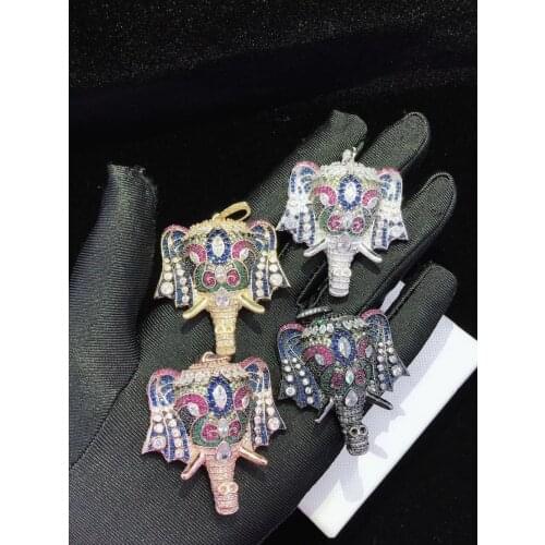 Womens Elephant Golden plated Paved CZ Cubic Zirconia Necklace Pendant Clasp Jewelry Connector DIY Fine Jewellery Making