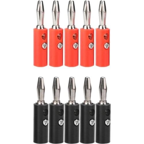 10PCS 4mm Banana Plugs Connector Audio Speaker Screw Red Black Speaker Cable Wire Pin Banana Plug Connectors