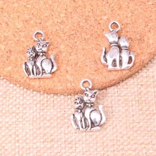 12pcs Mother and Son Cat Charms Metal Pendants for Bracelet and Necklace Jewelry DIY Handmade 22*15mm