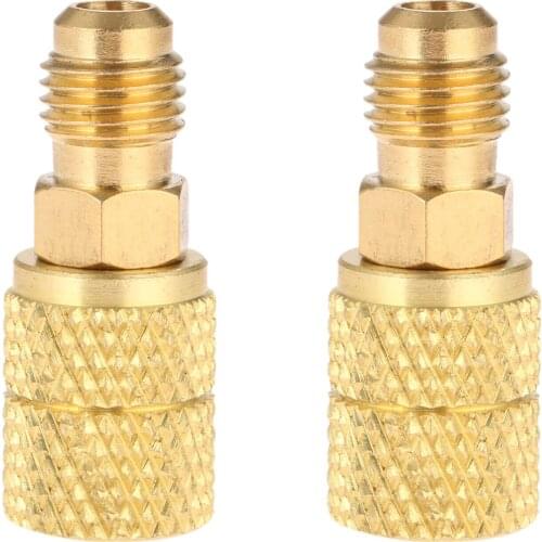 2Pc AC Refrigerant Straight Adapter 1/4 Male To 5/16 Female SAE Swivel Adapter For R410A Mini Split HVAC System Straight Adapter