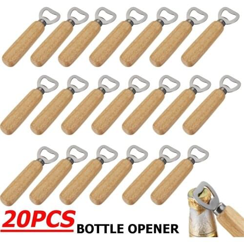 20Pcs 10pcs 5pcs Wooden Handle Handheld Bartender Bottle Opener Wine Beer Soda Glass Cap Opener Kitchen Bar Tools Creative