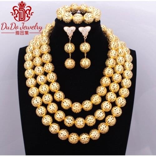 2017 Gold Layered Necklace Ethnic Antique Jewelry Set Brand Supplies Store Nigerian African Wedding Beads Dubai Jewelry Sets