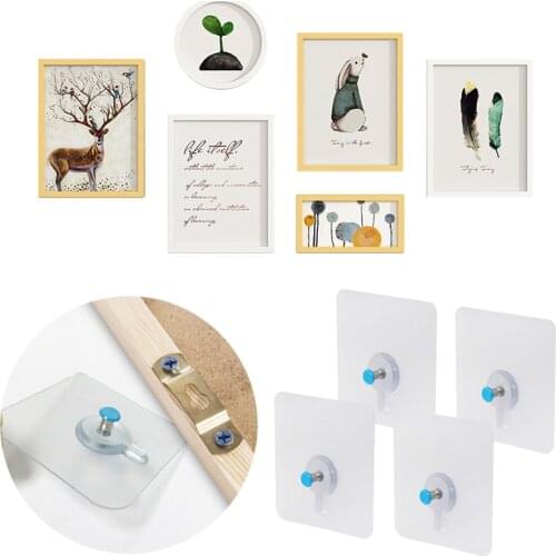 4pcs/lot Picture Photo Frame Holder Rack Picture Wall Decoration Hanger Multi-use Self-adhesive Painting Hook