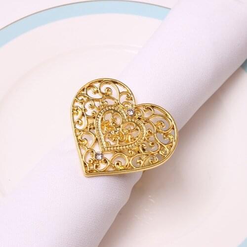 4PCS/Metal plating love napkin ring Valentines Day table decoration jewelry holiday love shape napkin ring