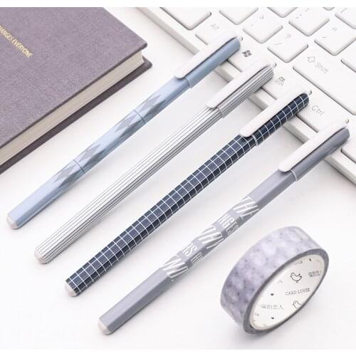 "Nordic Style" 4pcs Set Black Ink Gel Pens Student Drawing Writing Pen Sign Business Working Pens Pack Plastic 0.38mm