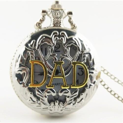 50pcs/lot DAD Quartz Pocket Watch Necklace Pendant Fathers Day Gift Watches Men Women Watches Hot Sell