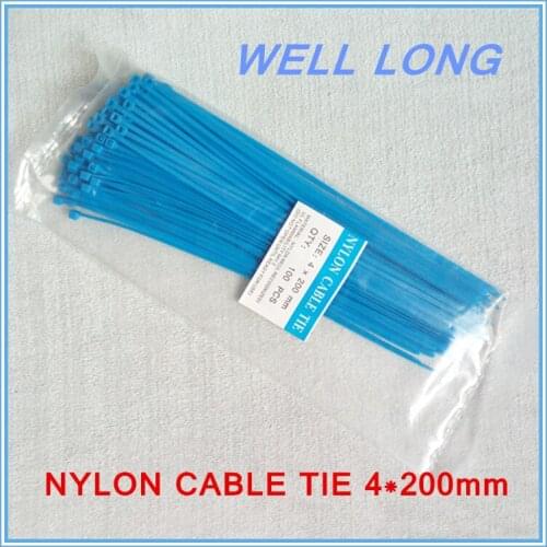 500pcs/lot 4*200mm 9# Blue Self-Locking Nylon Wire Cable Zip Ties, Cable Ties