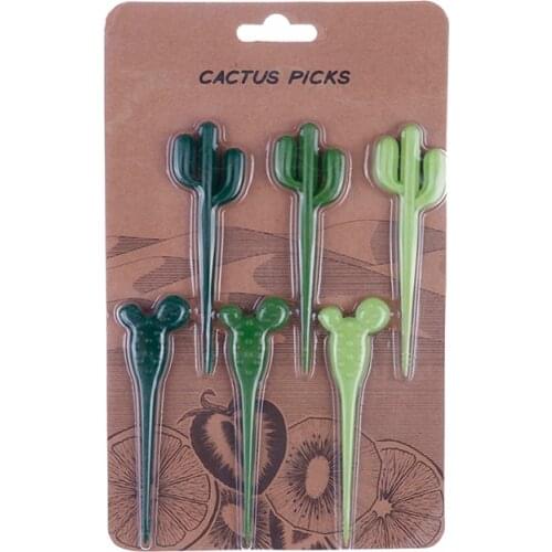 6pcs/pack Cactus Fruit Forks Dessert Forks Toothpick Kids Tableware Food Picks