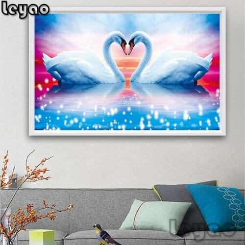 DIY Diamond Painting animal Swan scenery 5D full square Diamond Embroidery landscape Mosaic Cross Stitch Home Decor lover Gift