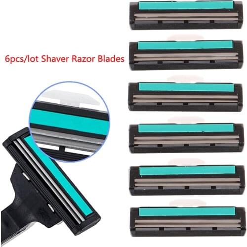 6pcs/lot Shaver Razor Blades Cassette Shaving Blade for Men 2 Layer Blades