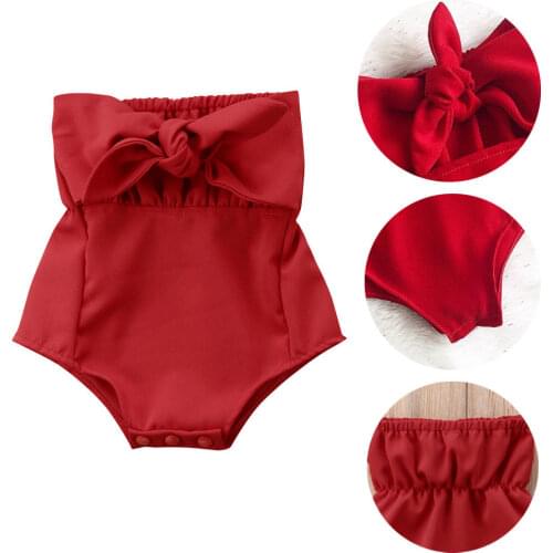 Newborn Toddler Baby Girl Casual Bowknot Summer Romper Off Shoulderer Bodysuit Baby Girl Casual Bowknot Summer