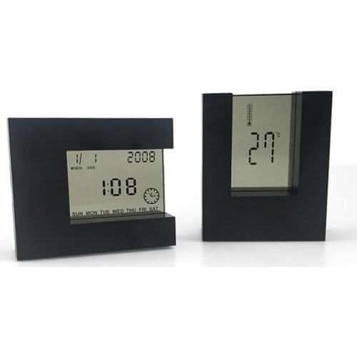 Electronic Double Side Alarm clock LCD Calendar Alarm clock Digital Desk Clock with Home Thermometer,Count Down Timer for Home