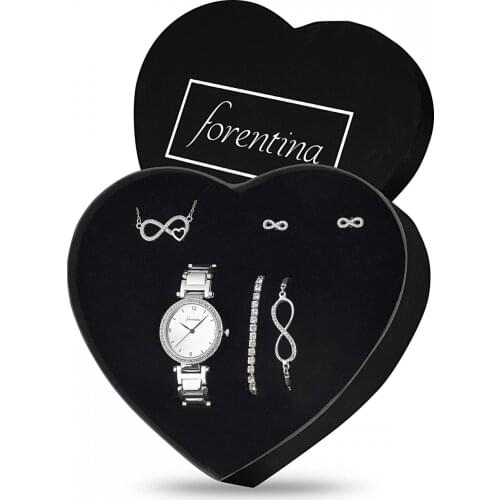 Kalpli Kolye Küpe Bileklik Saat Seti - Hediye Set PS1274