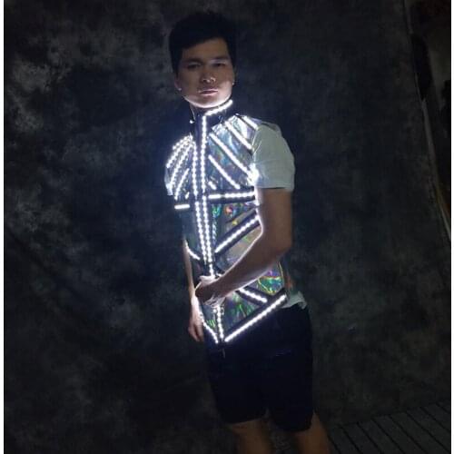 Future Tech Lumious jacket Warrior Vest space show light up laser costume stage Colorful led coat dress robot suit