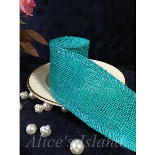 Sky Blue Natural Jute Burlap Hessian Ribbon with Trims Tape Rustic Wedding party decorations DIY wedding Burlap Flower DIY