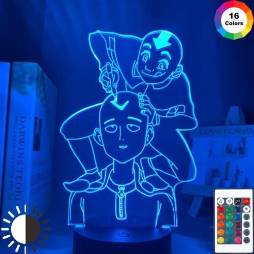 One Punch Man Led Night Light Anime Lamp Saitama for Bedroom Decor Nightlight Kids Gift The Last Airbender Avatar Light Aang