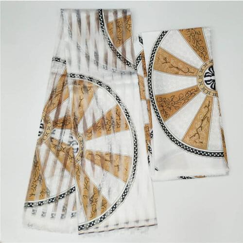 New African silk wax fabric Digital printing satin wax fabric for dress African wax silk fabric with chiffon set for party dress