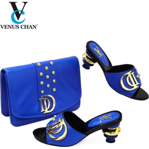 New Arrival Italian Shoes with Matching Bags for Women Nigerian Women Wedding Shoes Decorated with Rhinestone Slip on Pumps