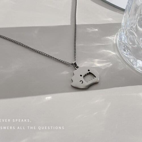 Cartoon Little Monster Titanium Steel Pendant Necklace Simple Cute Sweet Necklace for Women Cool Hip Hop Accessories Jewelry