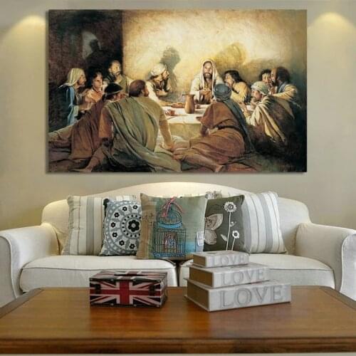 Posters and Prints Wall Art Canvas Painting Jesus In The Last Dinner Decorative Painting for Living Room Home Cuadros Decor