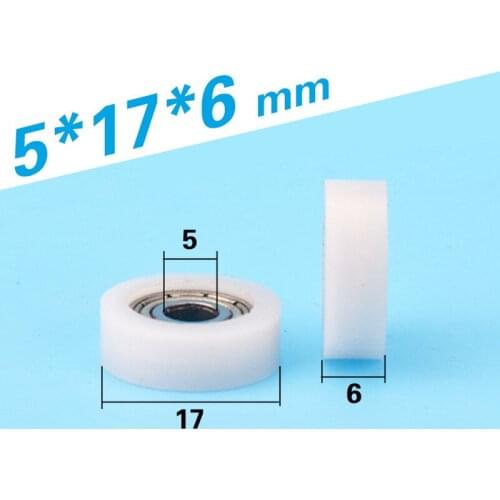 Plastic wheel free shipping 10PCS minisize flat type roller wheel roller 5*17*6 bearing pom pulley roller
