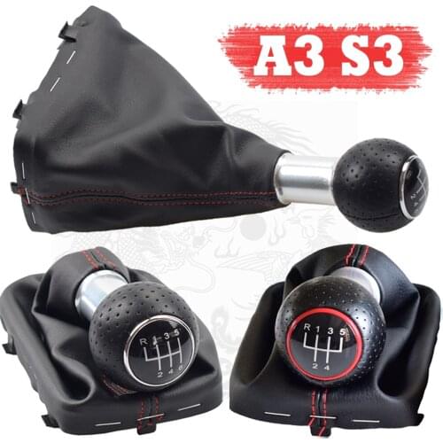 Fit For Audi A3 S3 2001 2002 2003 Car Styling 5 6 Speed Manual Gear Shift Knob Stick Lever With Gaiter Boot Cover Case
