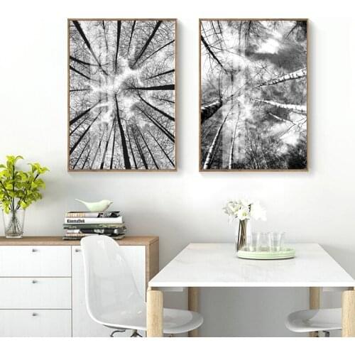 Nature Forest Nordic Poster Black and White Scenery Canvas Art Decorative Print Wall Painting Scandinavian Picture Home Decor