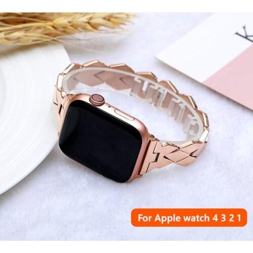 Stainless Steel strap for Apple Watch band 38mm 42mm iWatch 4 bands 44mm 40 mm Rhombic Metal Bracelet for Apple watch 5 4 3 38
