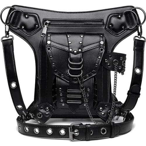 Studded Retro Female Waist Bag Men Punk Motorcycle Chest Bags Luxury Designer Lady Backpack Crossbody Bags for Women Fanny Pack